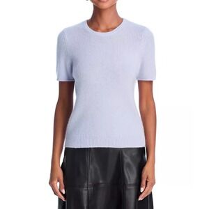 C by Bloomingdales Cashmere Short Sleeve Sweater Serenity Blue Size S‎